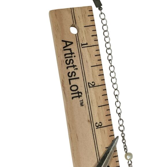 1928 Jewelry Medallion Pendant Necklace Pearls Silver Tone Victorian Revival - Picture 10 of 13